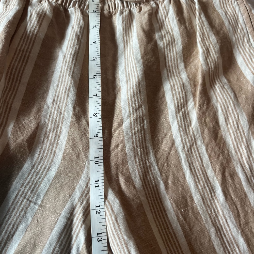 Madewell Smocked Huston Beige and White Striped Drawstring Wide-Leg Pants - Picture 5 of 7